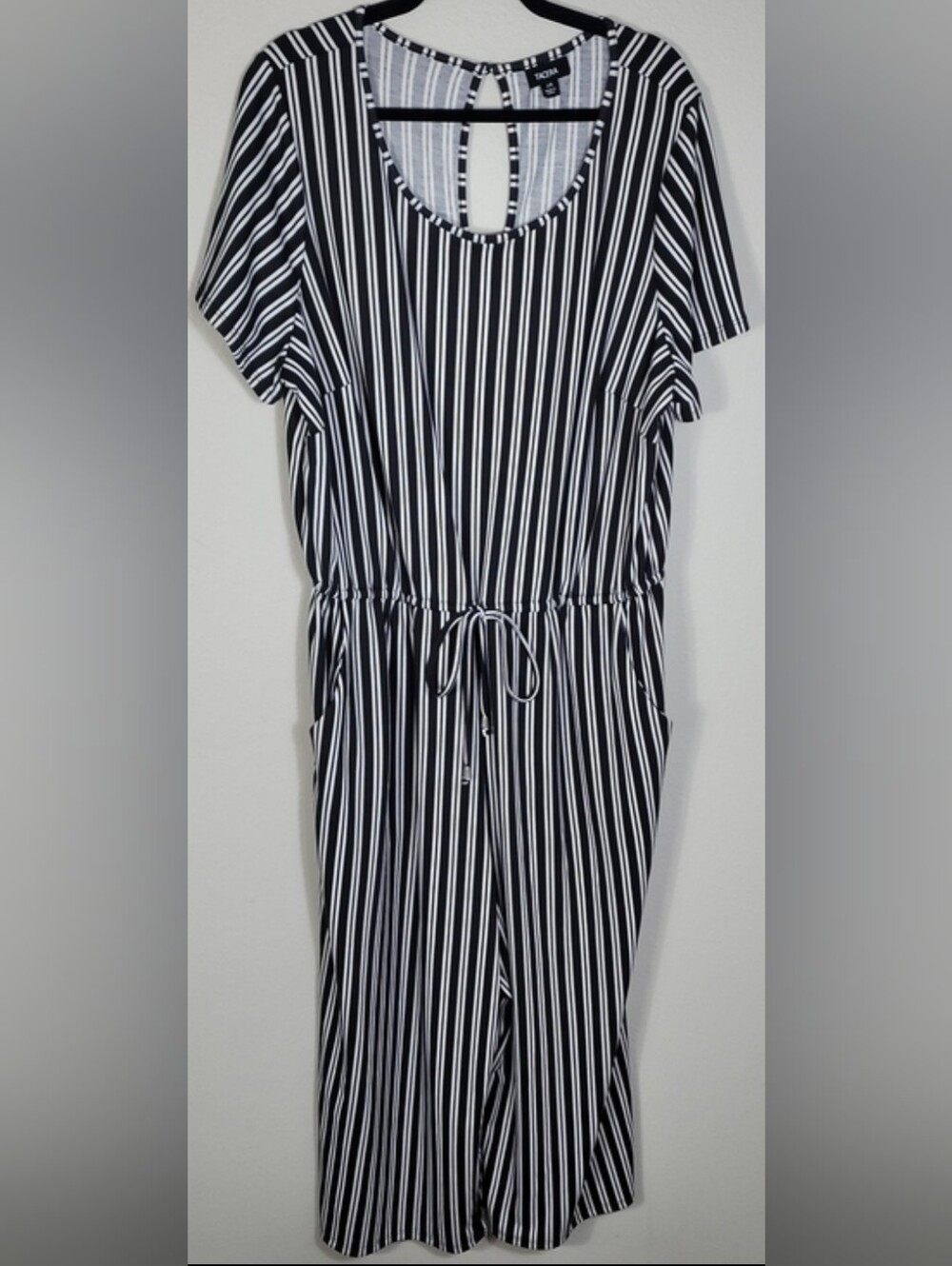 Tacera Striped Jumpsuit Size 2XL Black White One Piece Comfy